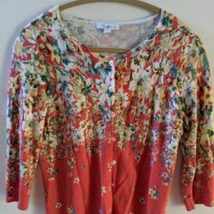 Floral Coral Cardigan - Roz & Ali, Size M